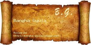 Bangha Gyula névjegykártya